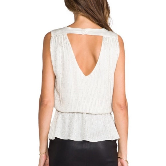 NWT SUPER Cute Parker Silk Beaded Peplum Top - Picture 2 of 8